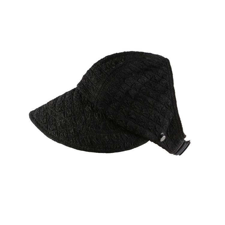 流行帽子 |防曬帽女夏季防紫外線遮陽帽遮臉夏季新款韓版格內褶皺半空頂帽子「C4046」24.06-2