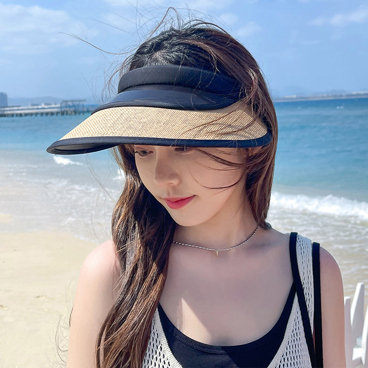 流行帽子 |韓版夏季帽子女UV防曬透氣空頂帽運動大沿遮陽帽戶外旅遊太陽帽潮「C2139」24.04-1