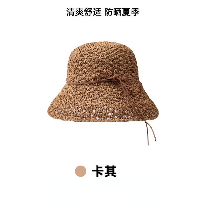 流行帽子 | 夏季清涼舒適草編帽子女休閒時尚出行盆帽防曬穿撘好物沙灘遮陽帽「C1229」22.06-3