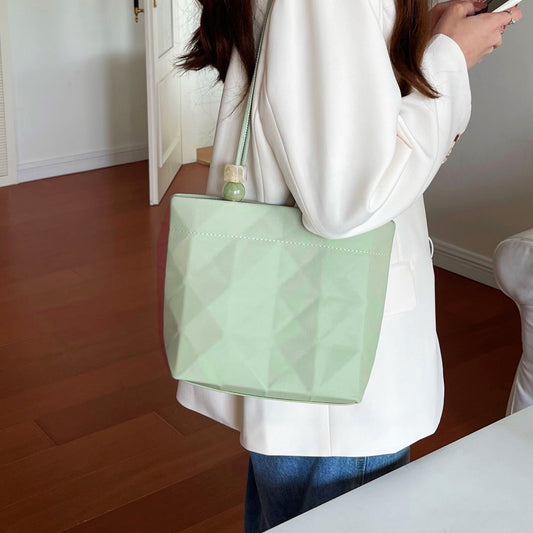 日韓流行 | 小眾設計串珠腋下包包女2022新款簡約百搭手提包時尚水桶包托特包「8921#」22.04-1