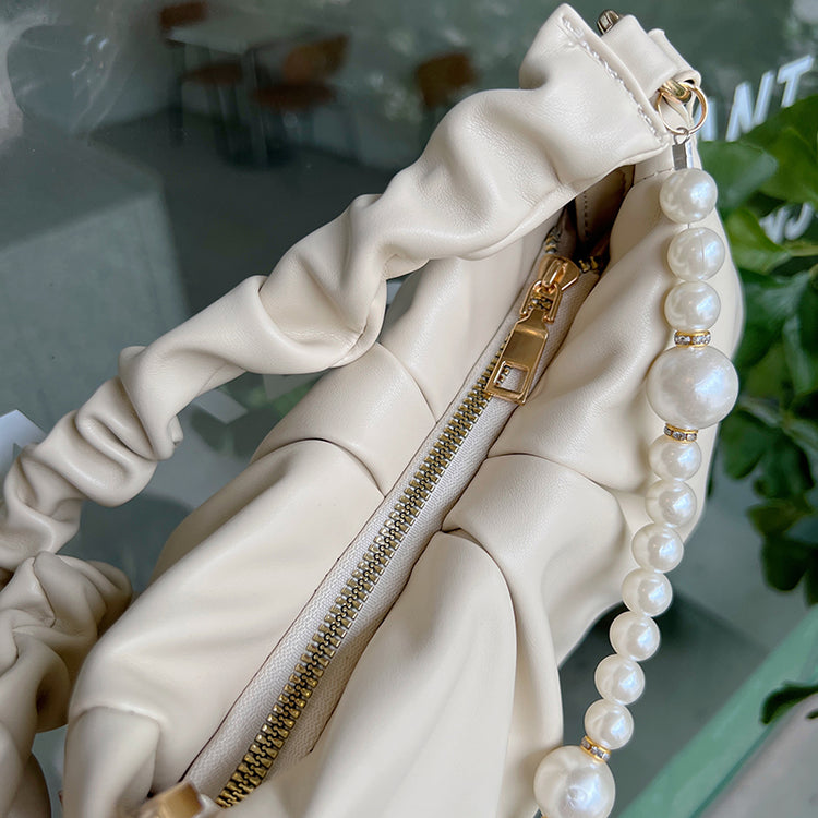 日韓流行 | 2022小眾設計新款女包高級感褶皺珍珠雲朵腋下包單肩斜挎手提小包「8975#」22.06-3